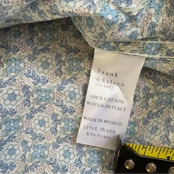 Frank & Eileen ‘Frank’ LS Blue Floral Print Cotton Button Blouse Womens XL - Picture 5 of 12